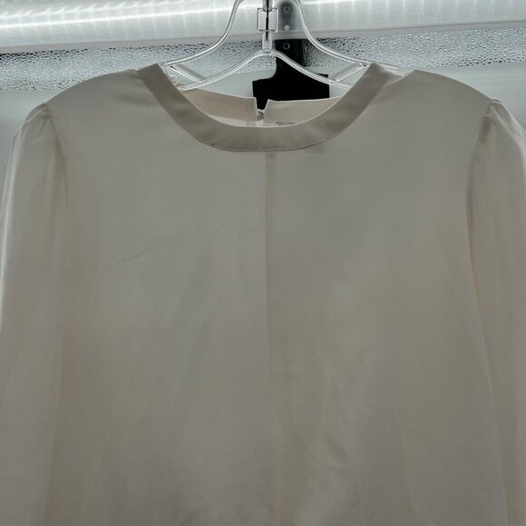 Nine West Women's Sheer Long Sleeve Top Off White Twisted Hem Size Small Keyhole - Picture 2 of 9